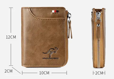 Leather Men’s Wallet Luxury Mens Purse Male Zipper Card Holders with Coin Pocket Rfid Wallets Gifts for Men Money Bag