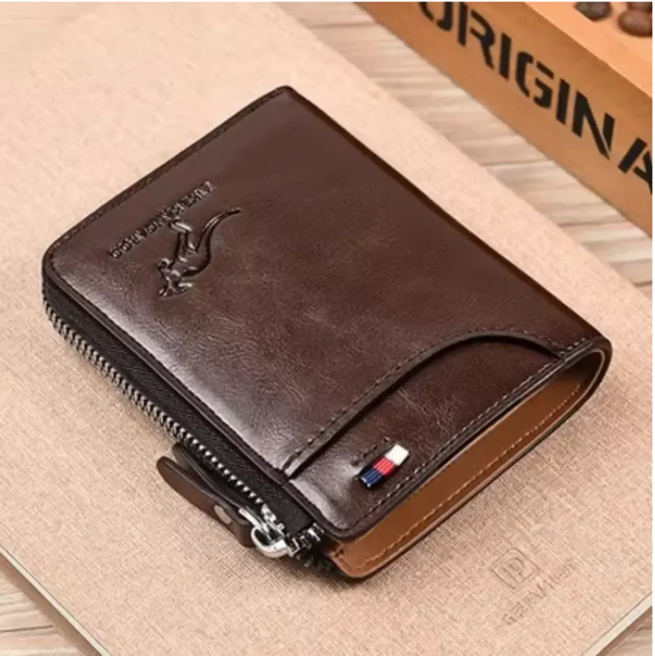 Leather Men’s Wallet Luxury Mens Purse Male Zipper Card Holders with Coin Pocket Rfid Wallets Gifts for Men Money Bag