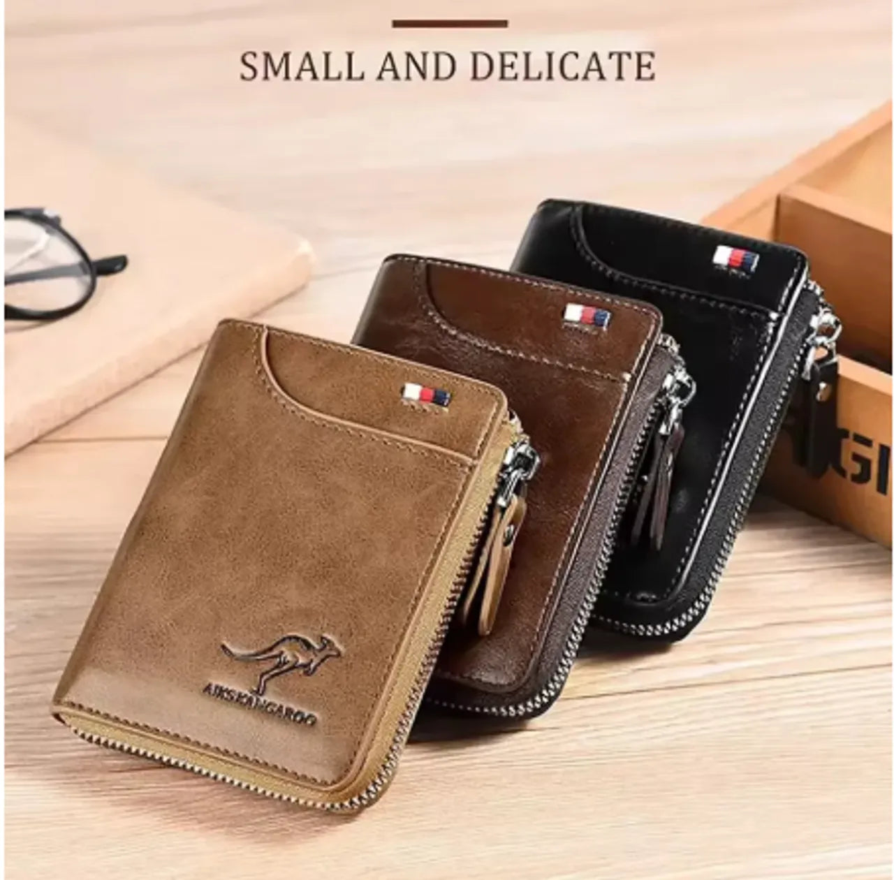 Leather Men’s Wallet Luxury Mens Purse Male Zipper Card Holders with Coin Pocket Rfid Wallets Gifts for Men Money Bag